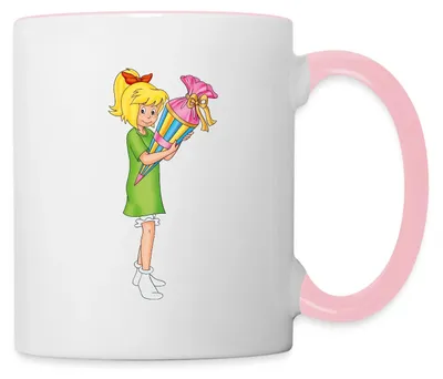 Produktbild von Spreadshirt Bibi Blocksberg Mit Zuckertüte Tasse Zweifarbig, One size, Weiß/Pink