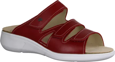 Produktbild von Finn Comfort Kiribati bequeme Damenpantolette, Leder, Rot, Wechselfußbett - Damenschuhe Pantolette /  Zehentrenner, Rot, leder (nube)
