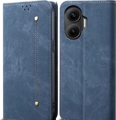 Produktbild von Hülle für Xiaomi Poco F7 Leder Brieftasche Flip Bookstyle Schutzhülle mit Standfunktion Blau