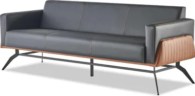 Produktbild von Sofa-Set Schwarz Braun 3-Sitzer Komplett Ledersofas Modern Edelstahl