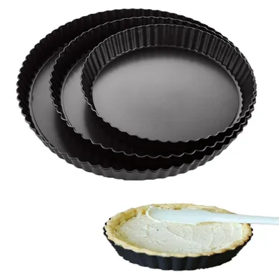 Produktbild von Quicheform Tarteform mit Hebeboden 3 Stück Ø 20/24/28 cm Antihaft Kohlenstoffstahl Schwarz