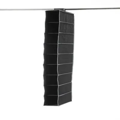 Image de Compactor Organisation de la garde-robe - Organiseur suspendu 15x30x128 cm, 9 compartiments, noir RAN6274