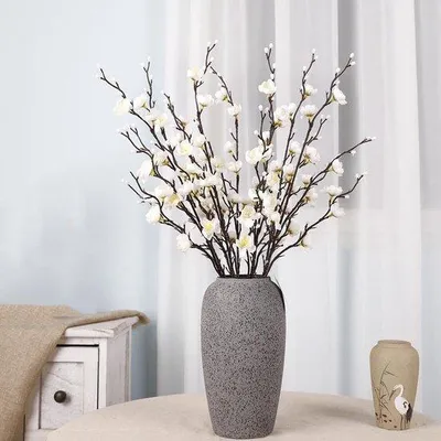 Immagine prodotto di 12 fiori artistici realistici bianchi - Fiori di seta per la decorazione della casa e per matrimoni