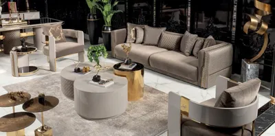 Immagine prodotto di Set 4 pezzi divano 3 posti poltrona tavolino soggiorno design moderno tessuto