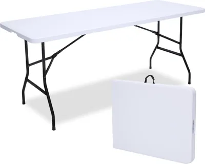 Productafbeelding van Famanu – Klaptafel, inklapbare tafel, 180 x 70 x 74 cm, campingtafel en tuintafel, draagbaar, wit
