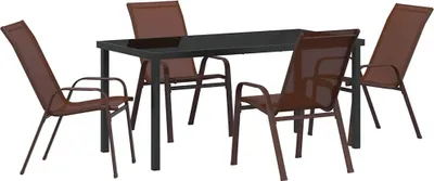 Produktbild von "2026 Aktion" Garten Essgruppe - elegantes Design - Sitzgruppe/Tisch+ Stuhl - 5 pcs Braun und Schwarz - Terassenmöbel NeuMöbel480556