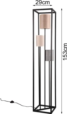 Zdjęcie produktu dla Lampa podłogowa 3-światło metal tkanina, wysokość 153cm