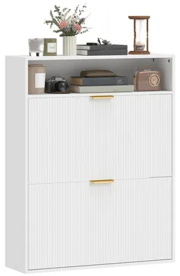 Zdjęcie produktu dla Szafka na buty HOMCOM z 2 klapami, pojemność na 12–16 par, wymiary 80 x 24 x 102,5 cm