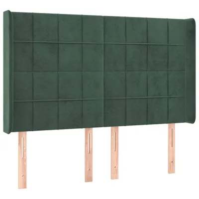 Produktbild von Kopfteil mit Ohren Dunkelgrün 147x16x118/128 cm Samt