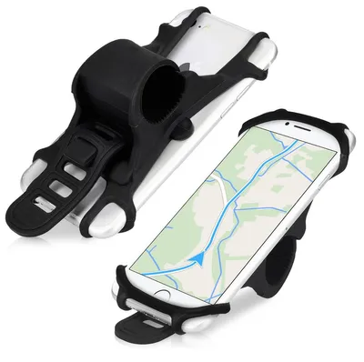 Produktbild von kwmobile Handy Fahrrad Halterung Universal Halter - Fahrradhalterung Handyhalterung aus Silikon für alle Fahrradlenker - Schwarz
