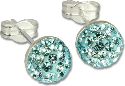 Image de SilberDream bleu clair boucles d'oreilles demi-sphère zirconium 925 argent GSO217H
