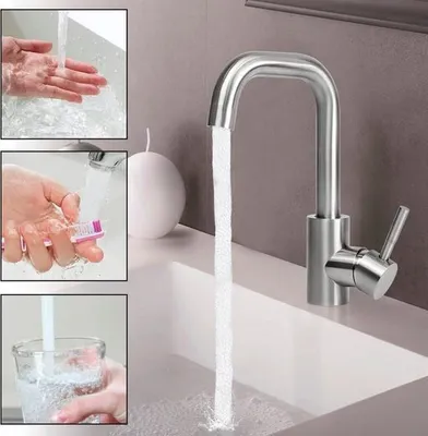 Produktbild von Wasserhahn, Silber Spültischarmatur mit 60cm Wasserzulaufrohr Küchenarmatur, Warm und Kaltwasserhahn einstellbar,Küchenarmaturen