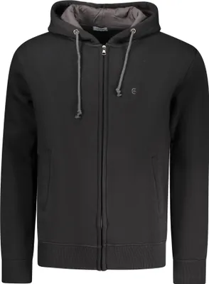Produktbild von Herren-Sweatshirt Schwarz mit Reißverschluss und Kapuze - Bestickt
