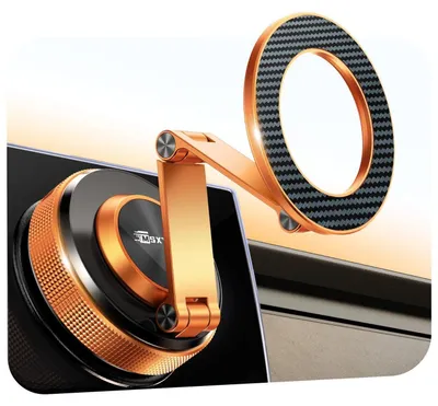 Immagine prodotto di Supporto magnetico per auto, con braccio pieghevole, colore arancione, compatibile con iPhone 12-17 e dispositivi Android