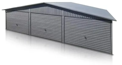 Produktbild von Fertiggarage für drei Autos 9x5m Graphit Satteldach Schwingtor