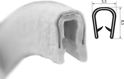 Produktbild von KS0-1HG Kantenschutzprofil Kantenschutz hellgrau PVC Klemmbereich 0,5 - 1 mm Maße 8x5,8 mm