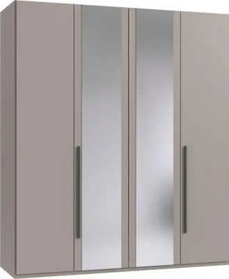 Produktbild von Drehtürenschrank >LONDON< in SAHARAGRAU / SPIEGEL - 180x208x58cm (BxHxT)
