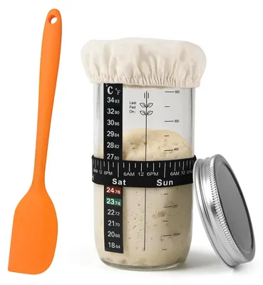 Sauerteig-Starterglas 650 ml mit Thermometer und Datumsband