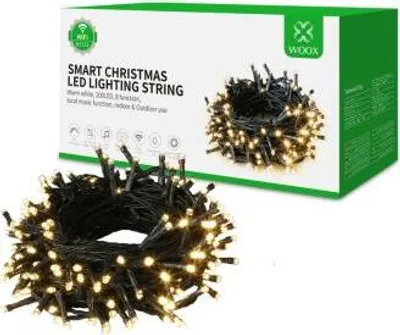 Obrázek produktu pro WOOX LED světelný řetěz "Smarthome light chain WLAN In- + Outdoor 20 metrů ALEXA GOOGLE APP controlled, no hub necessary, WiFi 2,4 GHz, Tuya Smartlife Xmas", APP controlled Party, balkon, terasy, festival, vánoční osvětlení 20 metrů dlouhé, úspora energie