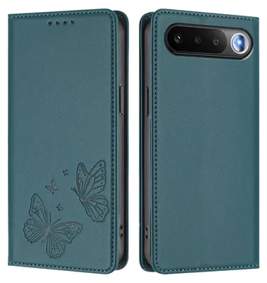 Image de Étui en cuir pour Realme 16, étui de protection type portefeuille en cuir gaufré « papillon » avec support, vert
