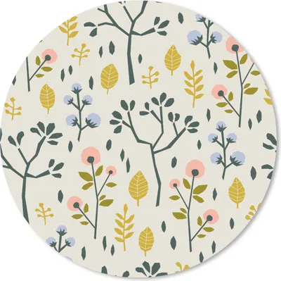 Produktbild von MuchoWow® Mauspad Mousepad Flora - Muster - Gelb - Rosa 20x20 cm - Mousepads - Maus Mat - Pad - Mausunterlage - Schreibtischmatte