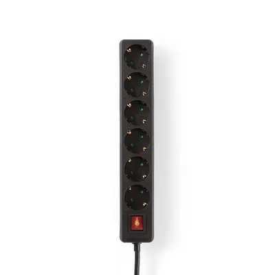 Produktbild von Nedis Steckdosenleiste - Schutzkontakt / Typ F (CEE 7/7) - 6-Wege - 1.50 m - 3680 W - 16 A - Art der Erdung: Seitenkontakte - 230 V AC 50/60 Hz - Buchsenwinkel: 45 ° - H05VV-F 3G1.5mm²