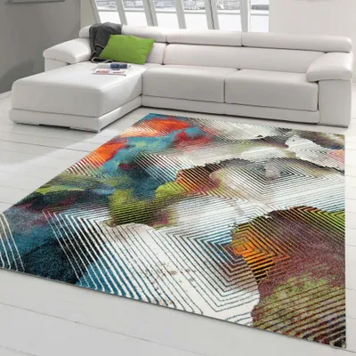 Image de Tapis moderne abstrait aux couleurs vives Taille - 120 x 170 cm