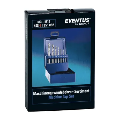 Produktbild von Exact HM76 Maschinengewindebohrer Sortiment 7 tlg. M3 - M12 ( 10396 ) HSS-E 35° RSP metrisch
