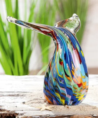 Produktbild von Gilde Glasart, Figur, Flosse,  Fin , Glas, mehrfarbig, VE 1, L. 16 cm, B. 11 cm, H. 18 cm Höhe: 18.00 cm Breite: 11.00 cm Tiefe: 16.00cm  59376