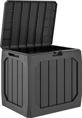 Produktbild von 121L Kunststoff Garten-Aufbewahrungsbox, Outdoor-Aufbewahrungsbox mit Griffen, Schwarz