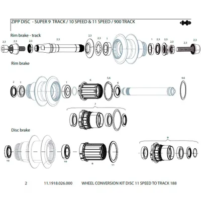 Produktbild von Zipp Track Axle Conversion Kit Disc 188 11s 120 mm