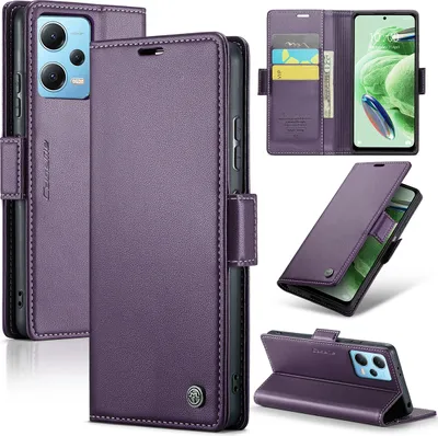 Immagine prodotto di Xiaomi Poco X5 Custodia, Custodia in pelle per carte da gioco protettiva con supporto per Xiaomi Poco X5 / Redmi Note 12 5G Purple
