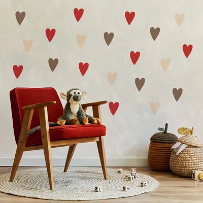 Obrázok produktu pre Muralo nálepka na stenu farebné HEARTS nástenná dekorácia tetovanie na stenu pre detskú izbu br. 60cm x h. 30cm
