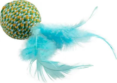 Produktbild von Duvo+ Katzenspielzeug Jolly Ball mit Federn blau