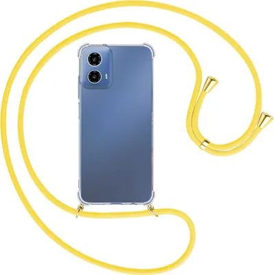 Produktbild von Handykette Backcover-Schutzhülle mit Band (Metall goldfarben) für Motorola Moto G34 5G - gelb