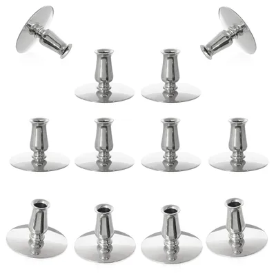 12x Kerzenhalter Messing vernickelt, für dünne Kerzen bis 0,9 cm