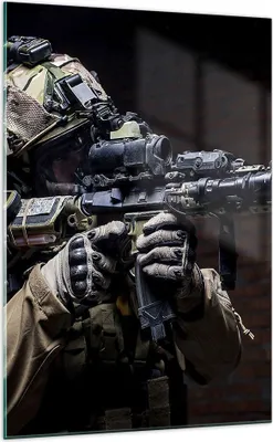 Produktbild von Bilder auf glas - Einteilig - Soldat Gewehr - 70x100cm - Glasbilder - Wandbilder - Bilder - zum Aufhängen bereit - Wanddekoration aus Glas - Glas Bilder - Wandbild auf Glas - GPA70x100-3785