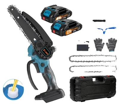 Image de Tronçonneuse électrique, portable, utilisation d'une seule main, 2 batteries, 2 chaînes