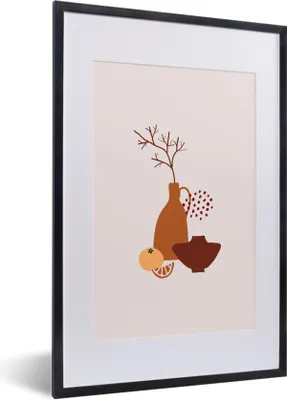 Produktbild von MuchoWow® Gerahmtes Poster Vasen - Obst - Design 40x60 cm - Poster mit Schwarzem Bilderrahmen Wandposter Rahmen Foto Bilder - Poster in Rahmen