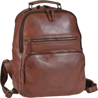 Produktbild von Greenburry Rucksack Leder braun cognac Damen Herren Office Backpack mit Notebookfach 2909-24
