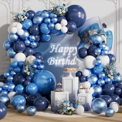 Image de Guirlande de ballons bleus, lot de 155 pièces, idéale pour les fêtes et la décoration