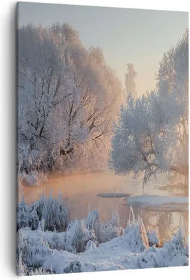 Produktbild von Bild auf Leinwand - Leinwandbild - Einteilig - Winter Schnee Fluss - 50x70cm - Wand Bild - Wanddeko - Wandbilder - Leinwanddruck - Wanddekoration - Leinwand bilder - Wandbild - PA50x70-4108