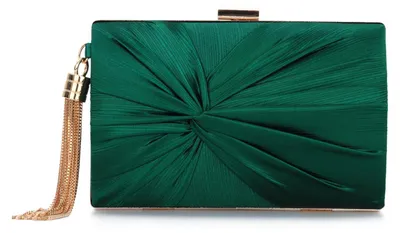 Image de Solidchoice - Pochette en satin élégante avec pompon, idéale pour les occasions du soir