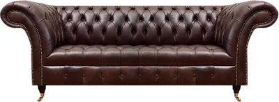 Obrázok produktu pre Hnedý chesterfield gauč z umelej kože dizajnérska pohovka nábytok do obývačky
