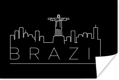 Produktbild von MuchoWow® Poster Stadtbild "Brasilien" auf schwarzem Hintergrund 30x20 cm - Plakate - Print