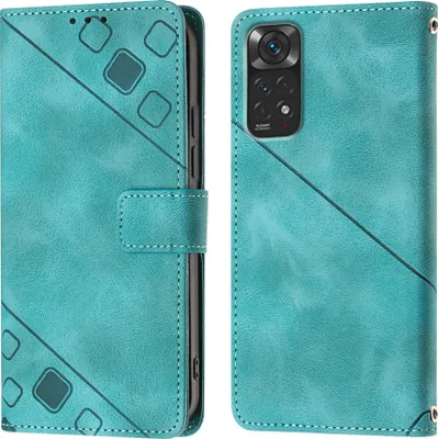 Produktbild von Hülle für Xiaomi Redmi Note 11S / Note 11 4G Prägung Flip Leder Brieftasche Schutzhülle mit Ständer Grün