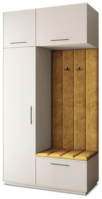 Produktbild von Masseno Garderobe-Set REMA 120/240/60 cm Modern Garderobenschrank Kaschmir, Veloursstoff MONOLITH 48 (Gelb)