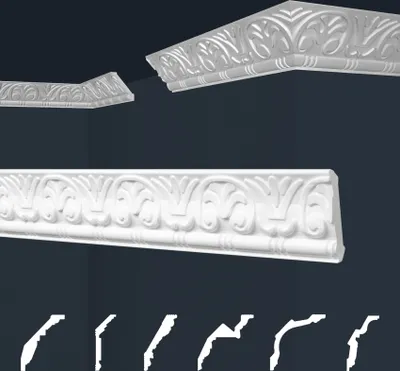 Produktbild von Marbet Deckenleisten weiß Sparpaket aus Styropor EPS - Stuckleisten gemustert, im traditionellen Design - (2 Meter B-13) Stuck Styroporprofile Zierleisten