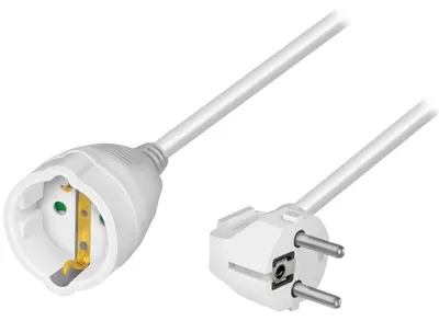 Produktbild von LOGILINK Schutzkontaktverlängerung LPS105 CEE7/7 (90°) zu CEE 7/3 2m weiß