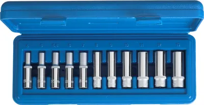 Produktbild von 1/4"-Antrieb Steckschlüssel-Einsätze tiefe (lange) Ausführung 11-tlg.  4-13 mm